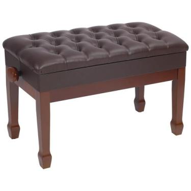 Imagem de Banco de piano de madeira ajustável ALAPUR Duet marrom