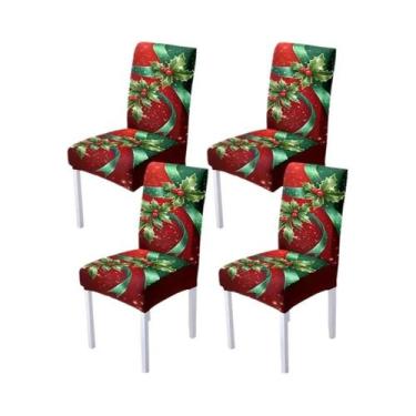 Imagem de Conjunto De Capa De Cadeira E Toalha De Mesa Com Tema De Natal Para De