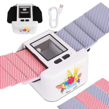 Imagem de Buldoospok Baralhador automático de cartões, 1-2 baralhos silenciosos e 2000 mAH USB-C recarregável, embaralhador de cartões automático/manual de um clique para UNO Poker Blackjack Skip-Bo Phase 10