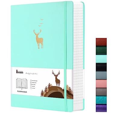 Imagem de Wiisdatek Caderno forrado com capa macia, 312 páginas numeradas grande B5 couro grosso, papel pautado 100 g/m², para homens e mulheres, 19 x 25 cm - menta