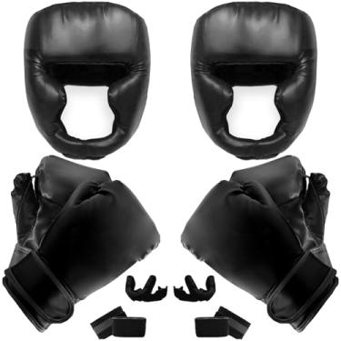 Imagem de Conjunto de 14 peças de equipamento de boxe para iniciantes, incluindo 2 pares de luvas de boxe de 170 g, capacete, protetores de boca, presentes para crianças, iniciantes, equipamentos de treinamento