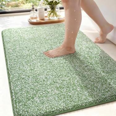 Imagem de ISEAU Tapetes de banheiro 61 x 43 cm, tapete de banho de microfibra super absorvente, tapete de chuveiro antiderrapante com suporte TPR, tapete de banheira lavável na máquina de pelúcia grosso para
