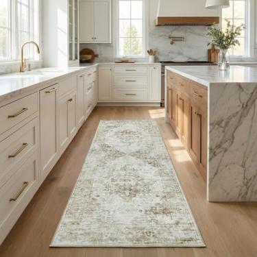 Imagem de Zanipex Tapetes de área de 20 x 25 cm para sala de estar, tapetes laváveis para quarto, 12 x 17 cm, entrada de corredores, cozinha, interior, boho, tapete, bege (bege claro, 5 x 1,8 m (retangular))