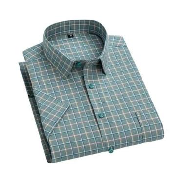 Imagem de Camisa Oxford De Manga Curta Para Homens Tamanho Grande 11XL 10XL 100%