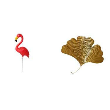 Imagem de Whtkoph Escultura de Flamingo para Jardim E Folhas de Ginkgo, Decoração de Parede Abstrata para Primavera, Sala de Estar, Escritório, Hotel, Sala de Jantar, R