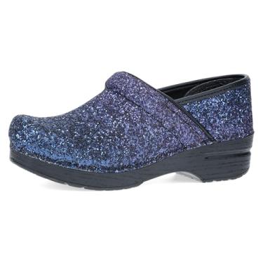 Imagem de Dansko Tamancos femininos sem cadarço profissionais com glitter – sola basculante e suporte de arco para conforto – cabedal brilhante e elegante com glitter, Céu noturno, 10.5-11