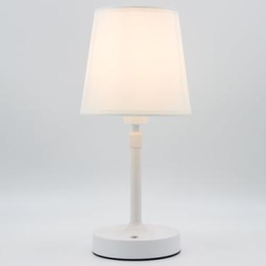 Imagem de Abajur de mesa sem fio recarregável branco mini lâmpada pequena altura ajustável 5200 mAh operado por bateria com função de escurecimento contínuo para quarto, mesa de cabeceira, banheiro, cozinha