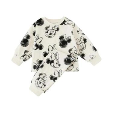 Imagem de Conjunto De Roupa De Manga Longa Com Estampa Da Minnie Para Meninas De