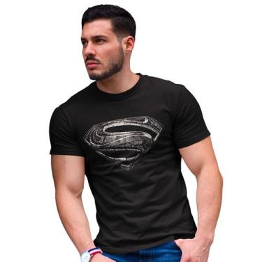 Imagem de Camiseta Super Man Of Steal Super Homem de Aço Algodão, Preto, G