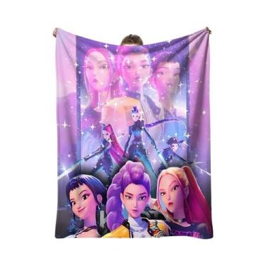 Imagem de Cobertor De Flanela Quente K-Pop Demon Hunter Anime Girl Para Sala De 