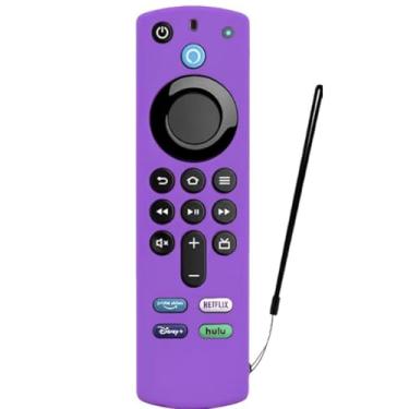 Imagem de Capa Para controle Fire-TV-Stick 4K/3rd Gen | Estojo de controle remoto de silicone macio com cordão. Capa protetora para controle Fire-TV-Stick 4k - 3ª Geração. (ROXO)