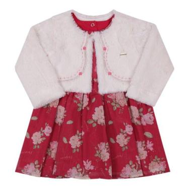 Imagem de Vestido Estampado Bolero Pelo Luxo Bebê Menina Paraiso 13092, Vermelho