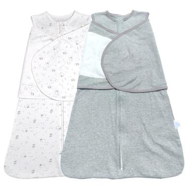 Imagem de Enrich YLife Saco de dormir para bebês com estampa de dinossauro, 3 vias, ajustável, saco de dormir, cobertor de algodão para meninos e meninas recém-nascidos, 4 estações, 3 a 9 meses (branco e cinza)