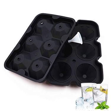 Imagem de Bandejas de Cubos Gelo Silicone em Forma Diamante com 6 Grade Tampa Removível -Transbordamento Moldes Empilháveis DIY Fu