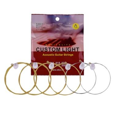 Imagem de Dioche 011 Cordas de Violão Folk Acústico Com Luz Personalizada, Núcleo de Aço de Alto Carbono Enrolado Em Latão, Conjunto de 6 Cordas para Iniciantes, Prática Diária (Multicolorido)