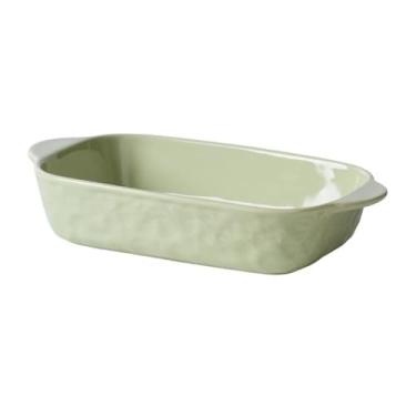 Imagem de Caçarola de cerâmica colorida sólida panela de cabo duplo uso doméstico forno seguro para micro-ondas assar arroz assado café da manhã cozinha (verde)