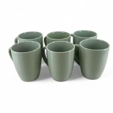 Imagem de Kit de 6 Canecas-Xícaras de Cerâmica 320ml – Modelo Cambridge, Ideal para Café, Chá, Leite, Cozinha e Mesa (Verde Bebe)