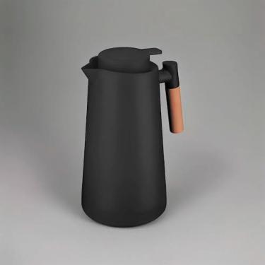 Imagem de Garrafa Térmica Bule 1 Litro Parede Dupla com Ampola de Vidro e Alça de Madeira Preta