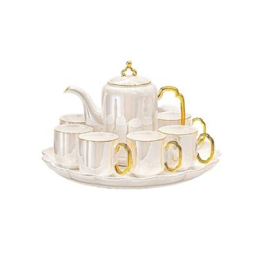 Imagem de Conjunto de chá de cerâmica com 8 peças, conjunto de água, bule de chá, bule e xícara de chá, conjunto de bule de chá doméstico com garrafa de água