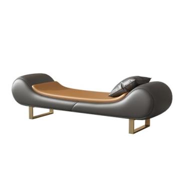 Imagem de KEG801302 Banqueta moderna leve de luxo para cama para quarto, espreguiçadeira, banco de cama, sala de estar, pequeno sofá, apoio para os pés, banco decorativo (cinza escuro)