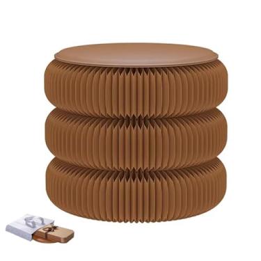 Imagem de Folding Paper Stool Tamborete dobrável do papel de embalagem, cadeira extensível portátil do lazer, usado para mesas de centro pequenas, tamboretes em mudança da sapata(Brown,46x40cm/18.11x15.7in)