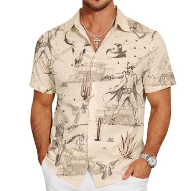 Imagem de SAMDIPLUS Camisa havaiana masculina, Branco, GG