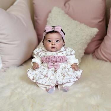 Imagem de Macacão para Bebê Menina Charlote com Vestido Kit 03 Peças - Marias Ba