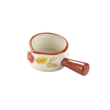 Imagem de x3anggyt5 Jarro de creme vermelho pintado à mão pequeno molho de leite com alça pires de cerâmica molho de bife ocidental pote de leite e xarope