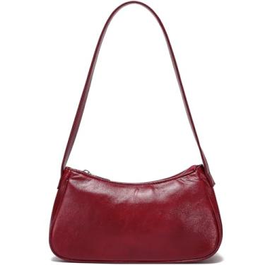 Imagem de LACOMILA Pequena bolsa de ombro feminina linda bolsa de mão de couro vegano Y2k Crescent, Vermelho, Small, Bolsa de ombro pequena para mulheres