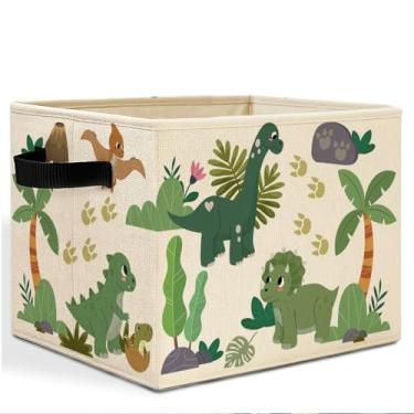 Imagem de HSIASHENG Cesto de armazenamento de dinossauros tropicais com alças, cesto de roupa dobrável, organizador de brinquedos para quarto de crianças, meninos, berçário, sala de jogos, banheiro
