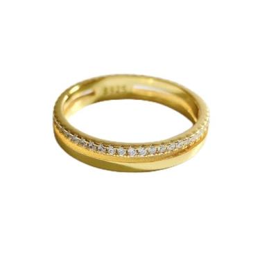 Imagem de 1 anel múltiplo de zircão joias finas aniversário empilhamento anel material anel de compromisso eternidade aniversário joias de luxo para mulheres, 8, Banhado a ouro, Sem pedra preciosa