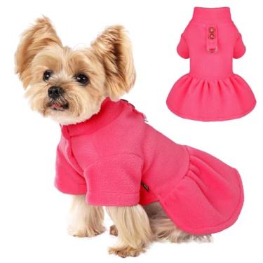 Imagem de Yikeyo Vestido de suéter para cães, roupas para cães pequenos, roupas de inverno e outono, vestido para cachorrinho com anel D, vestidos quentes de lã para filhotes, pulôver para animais de estimação