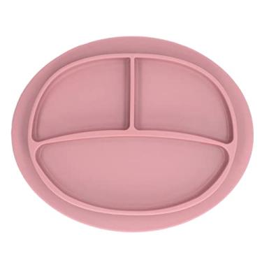Imagem de TOPINCN Pratos para Crianças, Placa de Sucção para Bebês, Prato Infantil de Silicone Antiderrapante Com Design Dividido para Refeições Infantis, Laváveis ​​na Máquina de Lavar Louça, Sem (Rosa)