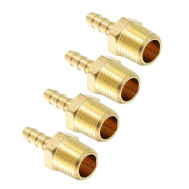 Imagem de Kozelo Pacote com 4 acessórios de mangueira de latão Farpas de mangueira de 5/40.6 cm para conexões macho NPT de 3/20.3 cm para máquinas domésticas, banheiras de massagem e sistemas de irrigação