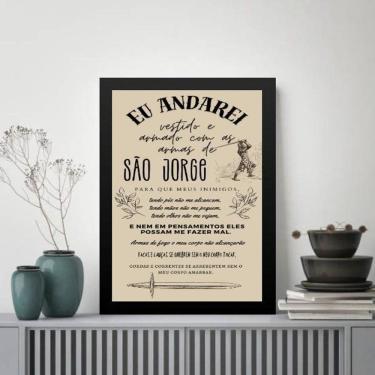 Imagem de Quadro Oração De São Jorge - Bege 24X18Cm - Com Vidro