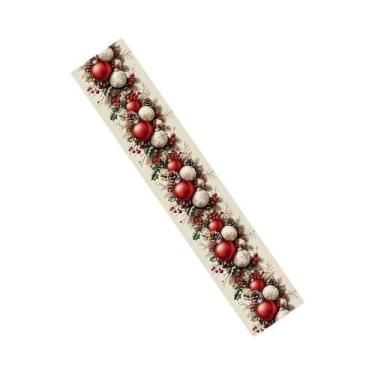 Imagem de Caminho De Mesa Festivo De Natal Em Poliéster Retangular Para Decoraçã