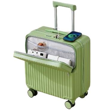 Imagem de Mala com porta de carregamento, porta-copos multifuncional para viagens e viagens de negócios, Matcha verde, 18 inches