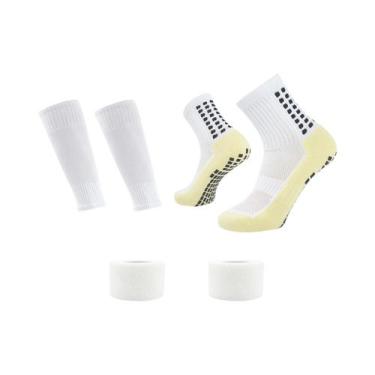 Imagem de Meias De Futebol Antiderrapantes Para Homens Com Protetor De Canela Pa