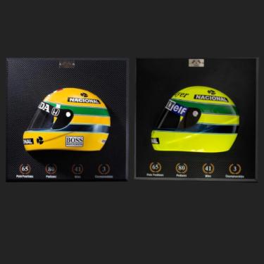 Imagem de Conjunto 2 Quadros 3D Decorativo Helmet F1 SN 1988 e 1985 Amarelo G53 - Gran Belo