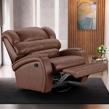 Imagem de Poltrona do Papai Sala de Cinema Reclinável Kylie Glider Manual Giratória Massagem USB PU Marrom Brilho G23