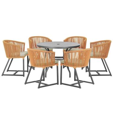 Imagem de Mesa E 6 Cadeiras E Noronha Preto E7 Trama  Terra Cota