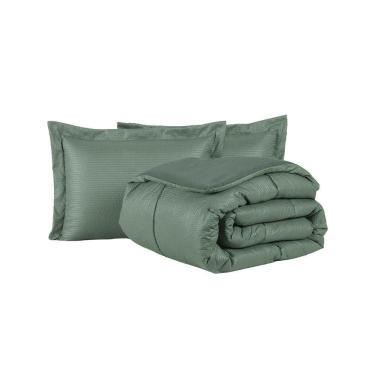 Imagem de Kit Cobre Leito Ravena To Decorando Queen 3 Peças Micropercal 200 Fios Toque Acetinado 100% Poliéster - Verde