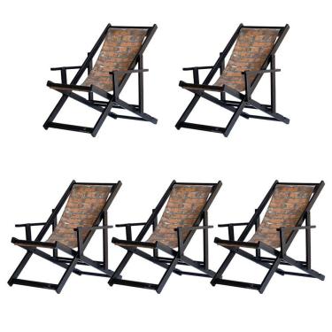 Imagem de Kit 5 Espreguiçadeiras Dobrável Black Cb-tijolo