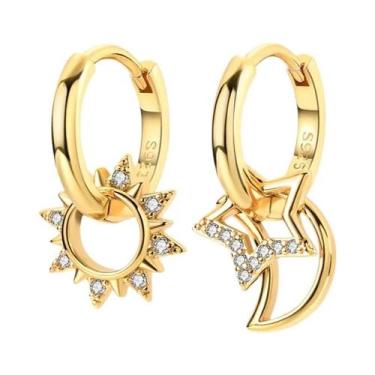 Imagem de Brincos De Argola Pendentes Em Prata Esterlina 925 Ouro Rosê Para Mulh