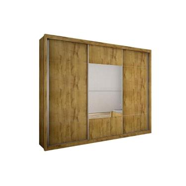 Imagem de Guarda Roupa 3 Portas De Correr E 4 Gavetas C- Espelho Arezzo Plus Cumaru - Novo Horizonte
