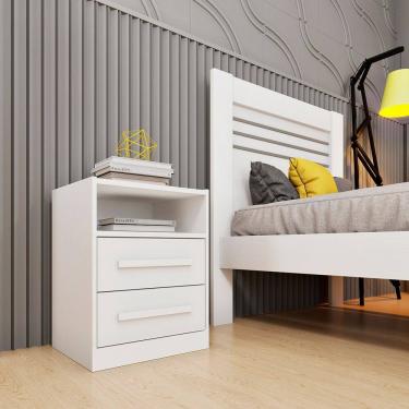 Imagem de Mesa de Cabeceira Barcelona MDP com 2 Gavetas e Puxadores MDF Tcil
