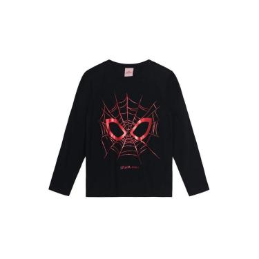 Imagem de Camiseta infantil menino Homem-Aranha em fóil Brandili Preto-Masculino