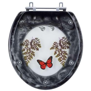 Imagem de Acento Sanitário Deca Convencional Preto com Borboleta Vermelha