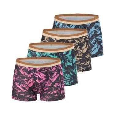 Imagem de Cuecas Boxer Masculinas Estampadas Oversized, Pacote Com 4, Estilo Eur