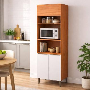 Imagem de Paneleiro Torre Quente com 3 Portas Luana Cinamomo Branco Aramóveis